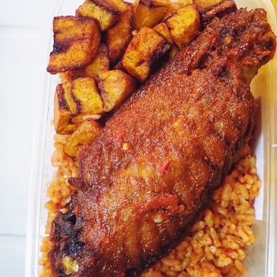 Smokey Party Jollof Paired With Turkey And Plantain